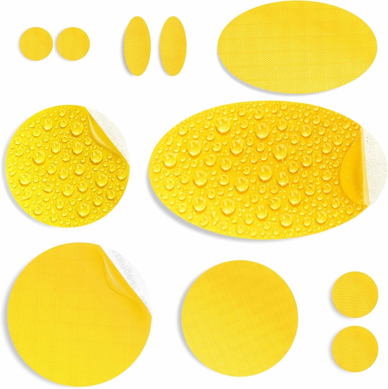 aZengear Repair Patches for Jackets, Tent, Shoe Toe, Air Mattress, Inflatables, PVC Gear - Waterproof, Self-Adhesive, Tear-Cold-Heat-Resistant, Down Puffer Coat (11Pcs, Yellow) - Image 1